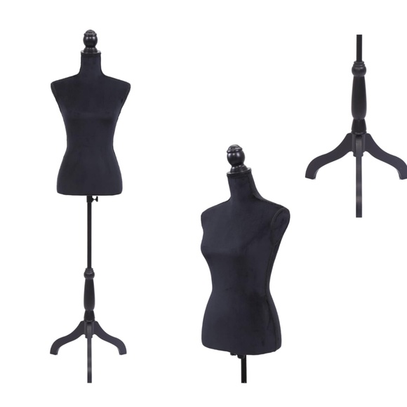 Black Female Mannequin Torso Dress Form Clothing Display w/ Black Tripod Stand - Picture 1 of 8